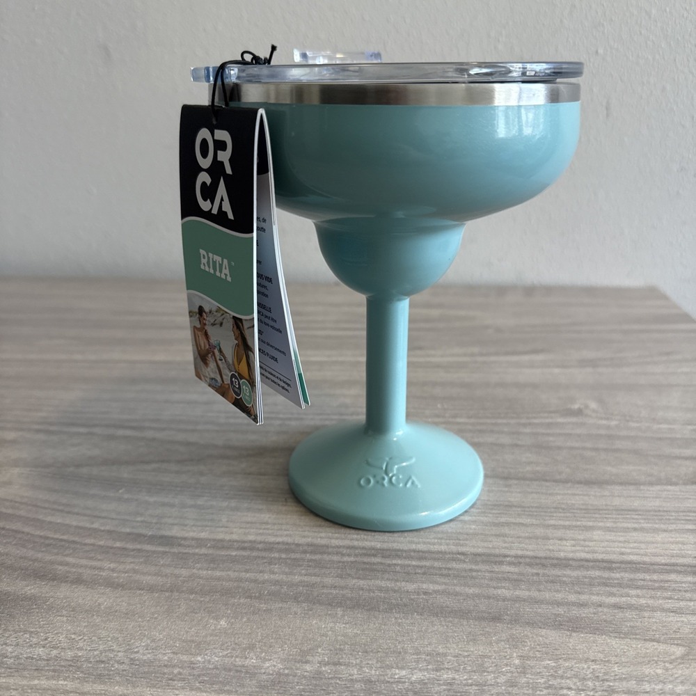 NEW ORCA Rita TURQUOISE 13 Oz Insulated Stainless Steel Margarita Glass Lidded